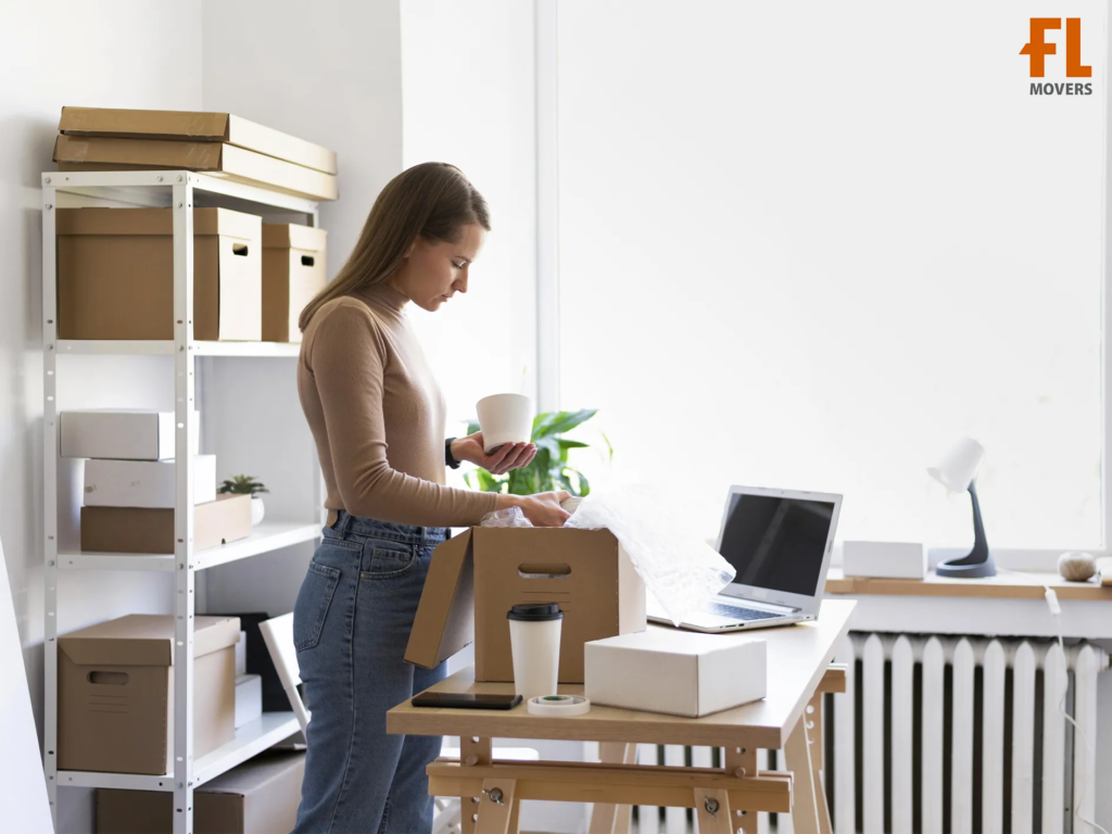 Customer Packing Boxes Preparing for Office Moving