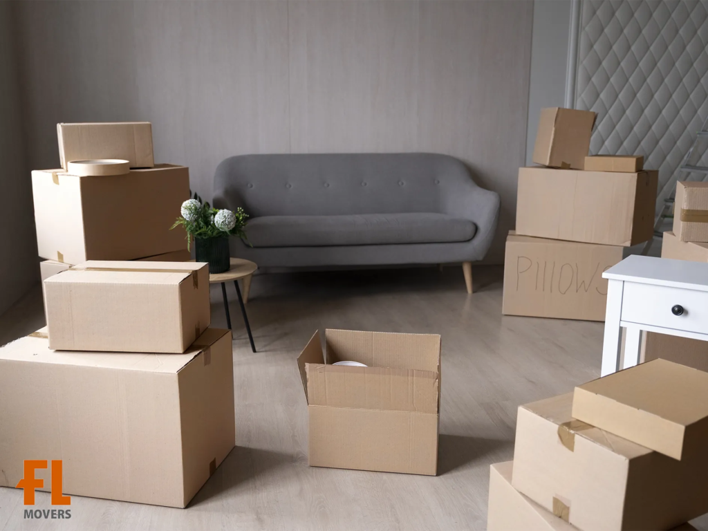 Fort Lauderdale Moving Customers Packed Boxes and Furniture Ready to Move