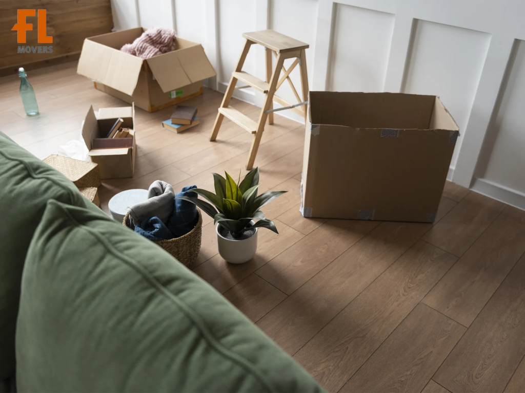 Customers Packed Boxes and Furniture Ready to Moving