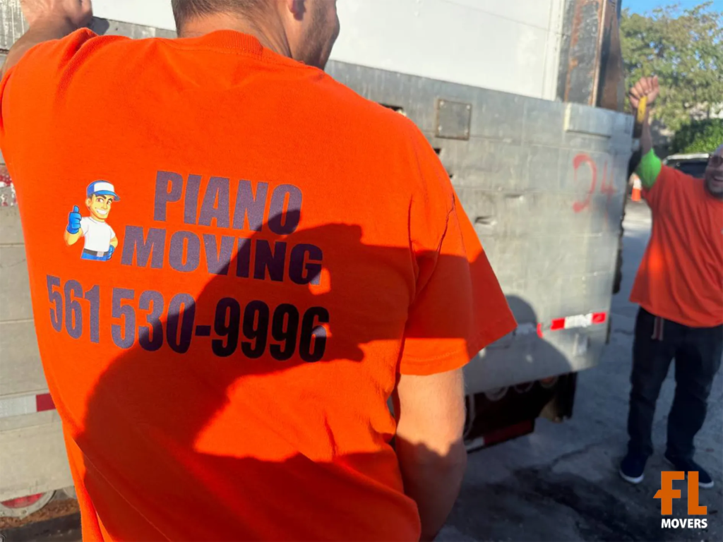 Piano Moving Team Member Prepare Piano for Loading