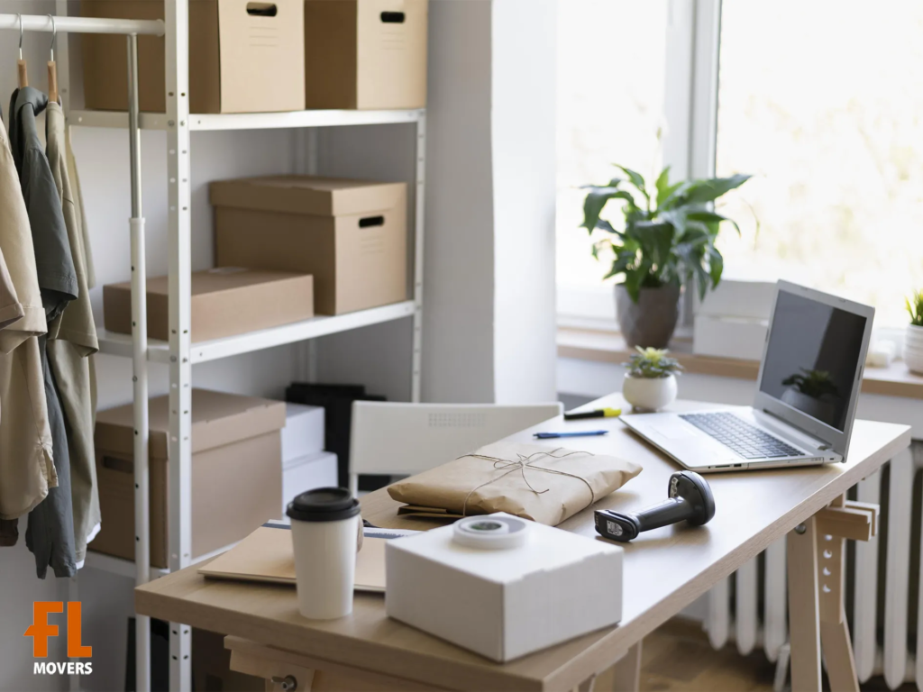 Commercial Moves in Spring Packed Boxes Ready to Move