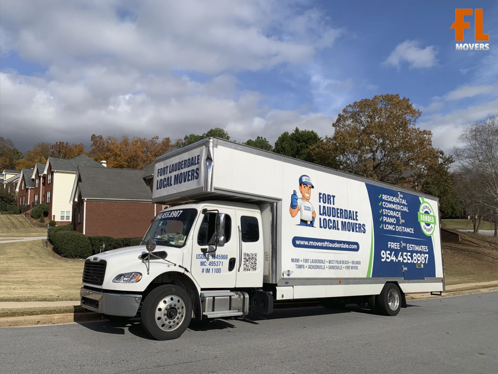 Fort Lauderdale Movers Commercial White Truck Prepared for Loading