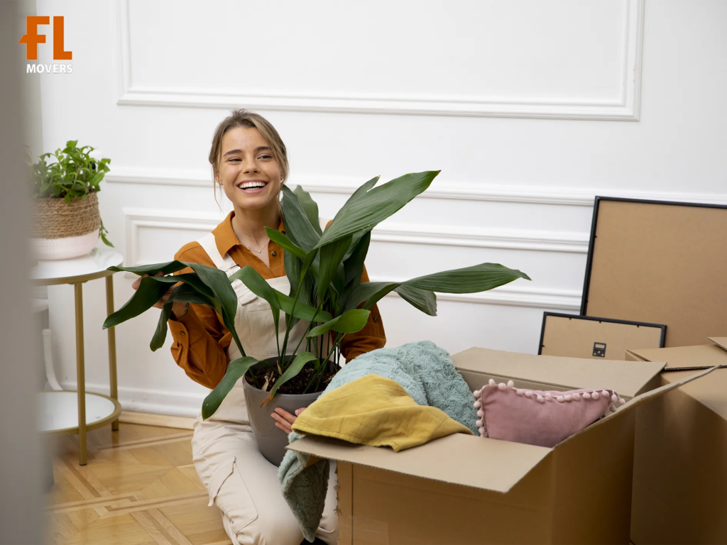 Happy Customer Unpacking Boxes Spring Movers Happy Customer Unpacking Boxes