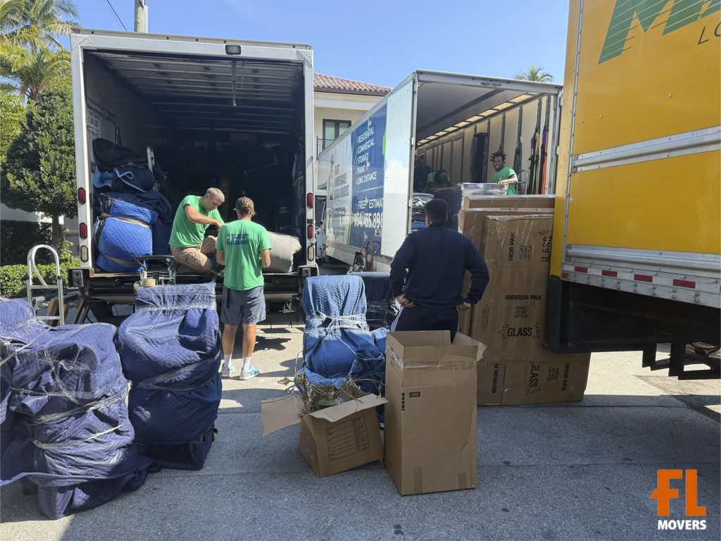 Team Members Loading Packed Furniture and Boxes in Truck