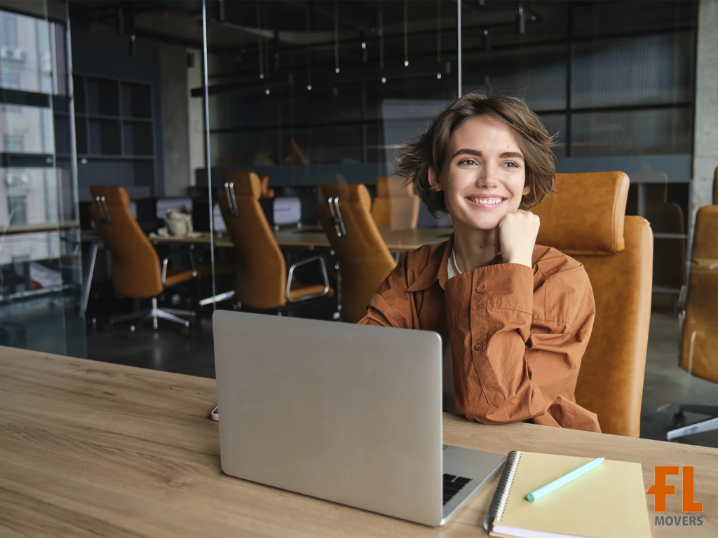 Summer Commercial Relocation Customer in New Office Happy After Stress-Free Moving