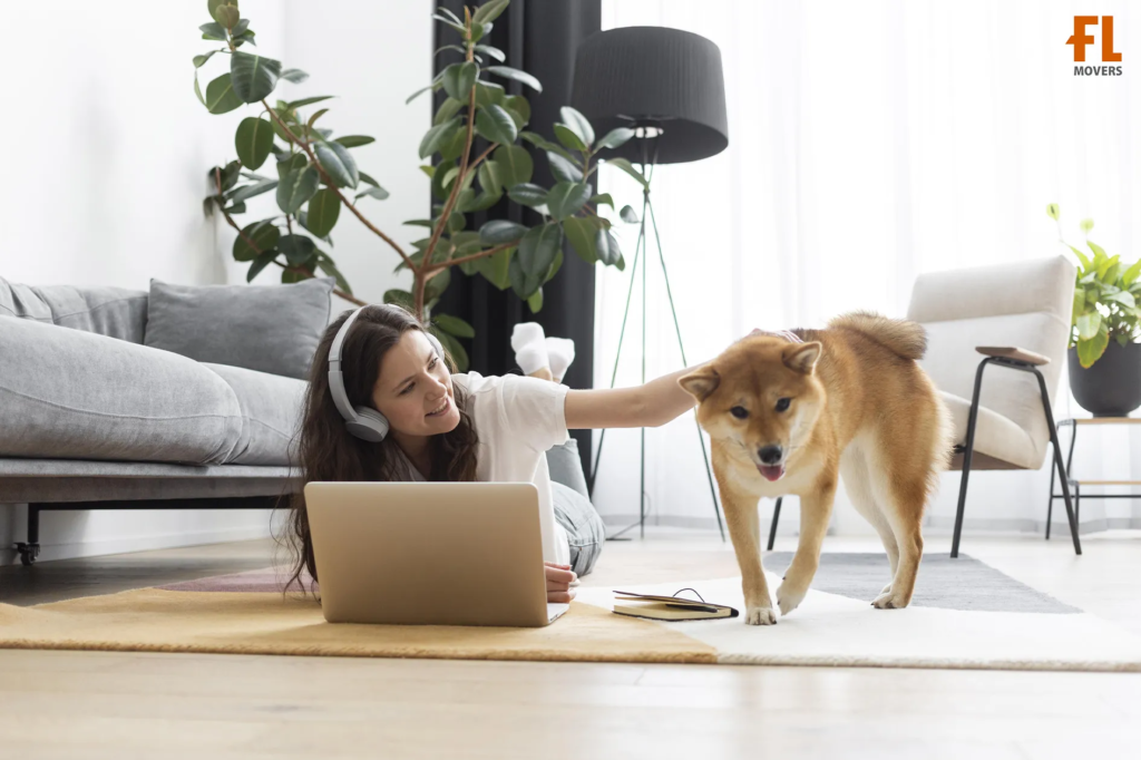 Customer and Dog Planning and Prepare for Relocation Summer Pet-Friendly Moving Service Customer and Dog Planning and Prepare for Relocation